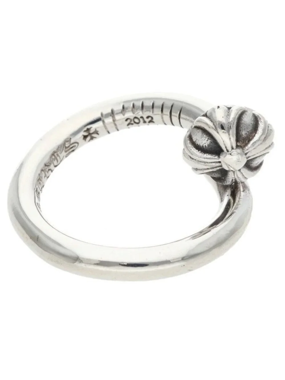 Chrome Hearts Nail Crsball Cross Ball Silver Ring